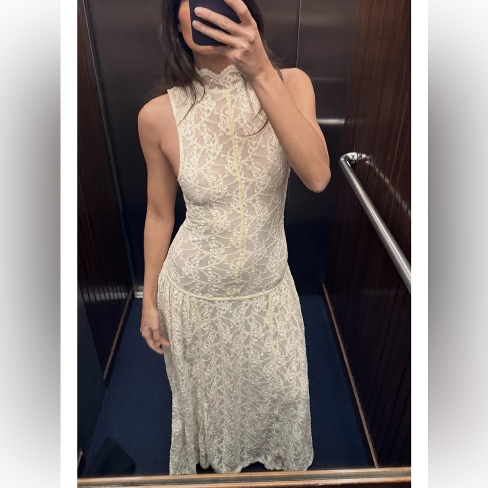 Zara LONG LACE DRESS